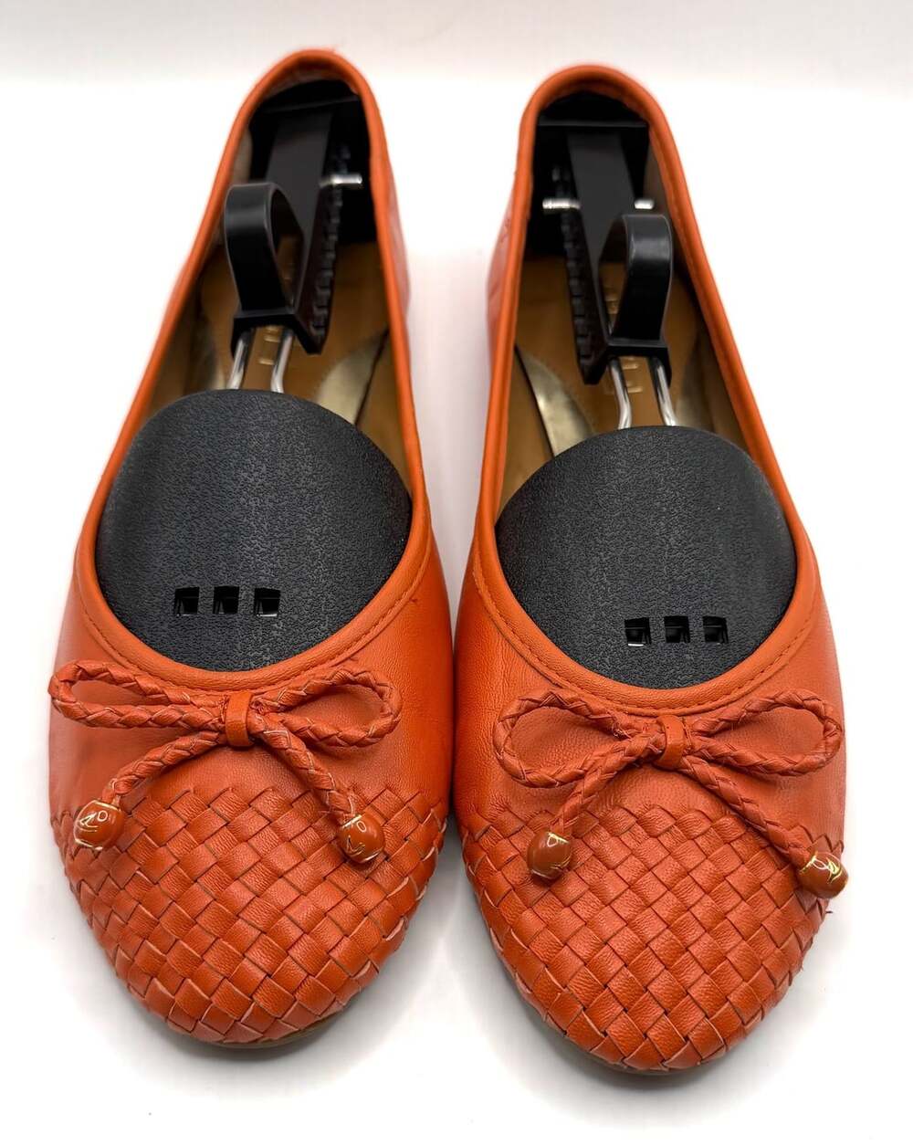 Sperry Maya Size 8.5M Orange Leather Woven Bow Ballet Flats